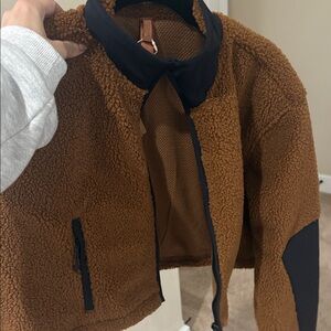 Skims Brown and Black Sherpa Jacket crop